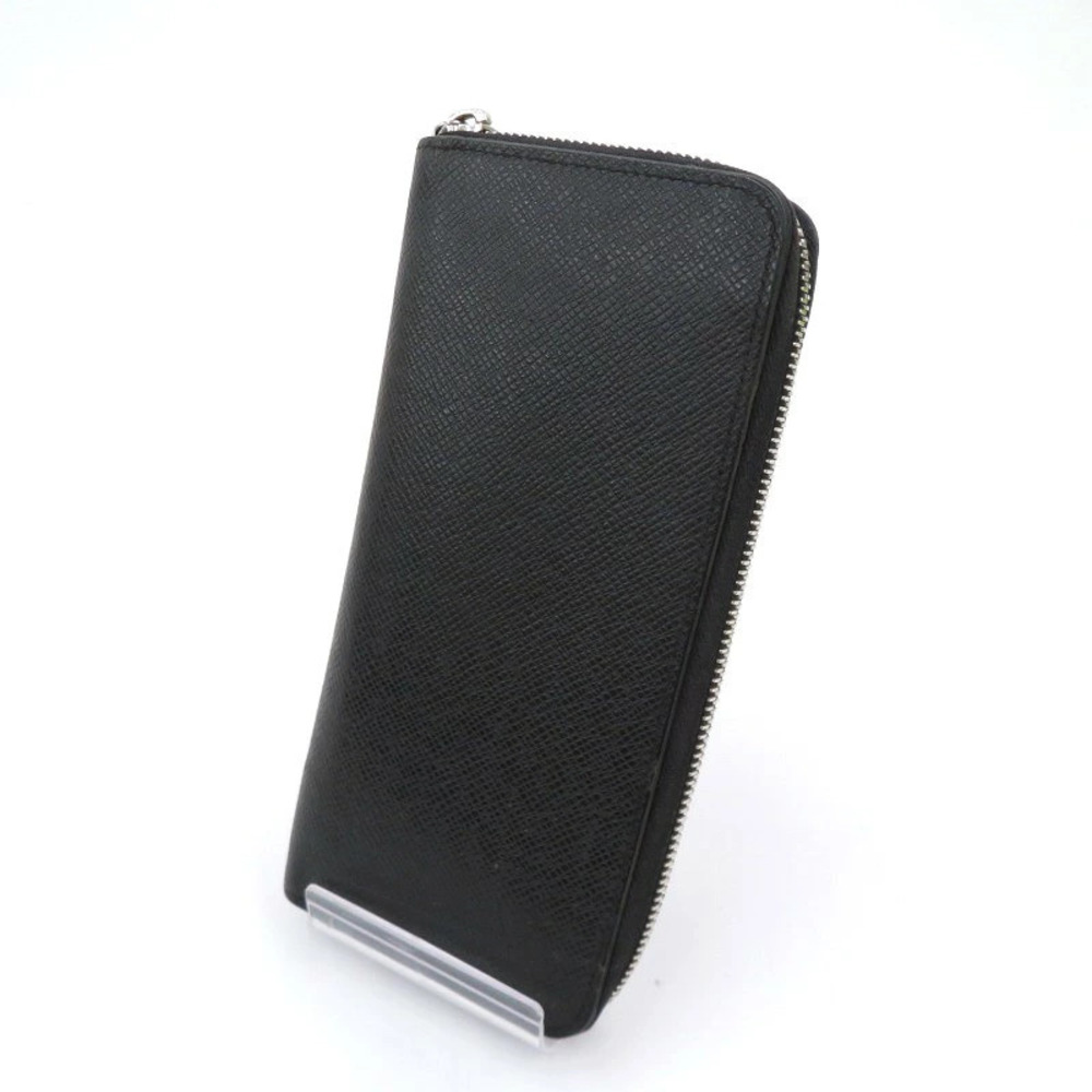 LOUIS VUITTON Taiga Zippy Wallet Vertical Round Zipper Long Black